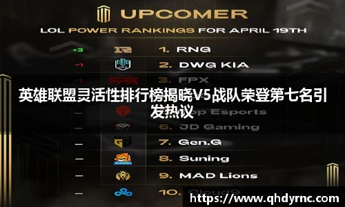 英雄联盟灵活性排行榜揭晓V5战队荣登第七名引发热议
